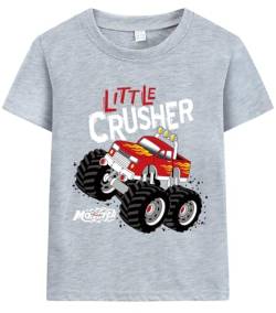 Jungen Baby T-Shirt Baumwolle Karikatur Monster Truck Bagger Maschinenfahrzeug Muster Tops 122 von Little Hand