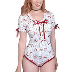 LittleForBig Baumwolle Strampler Onesie Pyjamas Bodysuit-Lolita Glitzer Kirsche Strampler Weiß XXXXL von LittleForBig