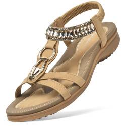 Littleplum Sandalen Damen Flache Sandaletten Sommer Strandschuhe Flip Flops Elegante Mädchen Strandschuhe,C Beige,39 EU von Littleplum