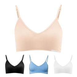 Living Crafts - CAMILLA | Pullover BH Bio-Baumwolle Sport-BH, Top Weste, Bralette Bustier | Bequem, weich, bügellos für Damen (Powder, XS) von Living Crafts