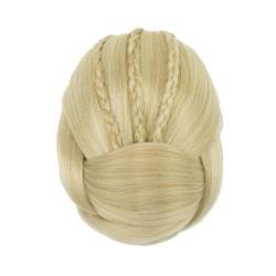 Brötchen Haarteil Kunsthaar, geflochtenes Haar, Chignon, Clip-In-Haarknoten, Donut-Rollen, Zubehör for Frauen Brötchen Haarteil(Blonde) von Lizhuzhuzs28