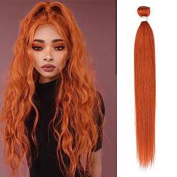 Human Hair Bundles 8/30 Zoll Menschliches Haar Bundles Ingwer Orange Gerade Bundles Brasilianische Haar Extensions 3 Bundles Gerade Bundles Haarteil Extensions(14inches) von Lizhuzhuzs28