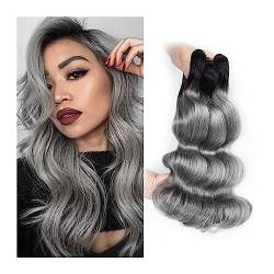 Human Hair Bundles Graue Webart Echthaar-Bündel 2/3/4 Bündel 1B dunkelgraue Körperwelle Ombre Remy Echthaar-Webartverlängerungen 10-22 Zoll hochwertiges weiches Haar Haarteil Extensions(10 10) von Lizhuzhuzs28