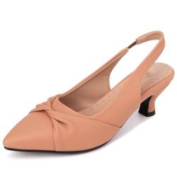 Lizoleor Slingback Mid Kitten Heel Pointed Toe Damen Pantoffeln Concise Ohne Verschluss Sommer Arbeit Schuhe Closed Toe Braun Gr 42 EU/44Cn von Lizoleor