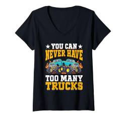 Damen You Can Never Have Too Many Trucks Auto Lkw T-Shirt mit V-Ausschnitt von Lkw Lastwagen Kinder Jungs Fahrer Mechaniker