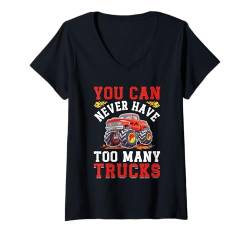 Damen You Can Never Have Too Many Trucks Auto Lkw T-Shirt mit V-Ausschnitt von Lkw Lastwagen Kinder Jungs Fahrer Mechaniker