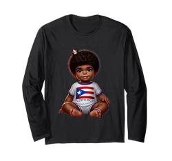 Afro Boricua Baby Puerto Rican Flag Kid Prince Crown Young Langarmshirt von Llego El Boricua