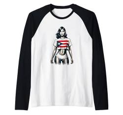 Boricua-modell, Schöne Frau, Puerto-rico-flagge, Lustige Raglan von Llego El Boricua