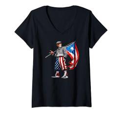 Damen Abuelo Boricua Opa Puerto Rican American Flag Old Viejo T-Shirt mit V-Ausschnitt von Llego El Boricua