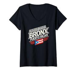 Damen Bronx Puerto Rican Nyc U-bahn Zug Boricua Flagge New York T-Shirt mit V-Ausschnitt von Llego El Boricua