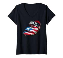 Damen Chancla Survivor Puerto Rican Flag Boricua Culture Abuela T-Shirt mit V-Ausschnitt von Llego El Boricua