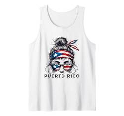 Haarbrötchen Puerto Rico Flagge Bandana Frau Sonnenbrille Tank Top von Llego El Boricua