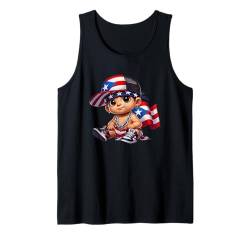 Puerto-ricanischer Prinz Kind Baby Boricua Flagge Hut Kette Tank Top von Llego El Boricua