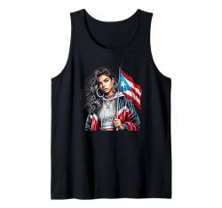 Schönes Boricua-Mädchen mit Puerto Rico-Flagge Taina Woman Tank Top von Llego El Boricua