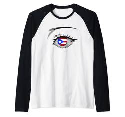 Single Eye Puerto Rico Flag Boricua Vision Boriken Love Fun Raglan von Llego El Boricua