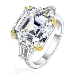 Lllunimon Ehering Quadrat Diamant Ring Zirkonia Stein Versprechen Ring 925 Sterling Silber Verlobungsringe für Frauen Retro Ring Jubiläum Valentinstag Größe 5-9,B,S 8 von Lllunimon