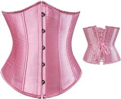 Loalirando Korsett für Damen, Satin-Kleid mit Gürtel, Gothic-Bustini, Korsette, Körperform, Bauch, Taille, Weste, Pink 60 von Loalirando
