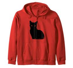 Halloween Lustige Hexe Schwarze Katze Silhouette Design Kapuzenjacke von Lobro Design