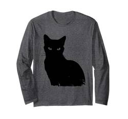 Halloween Lustige Hexe Schwarze Katze Silhouette Design Langarmshirt von Lobro Design