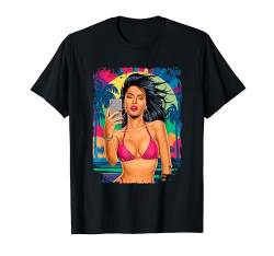 Sommer Damen Modell Schönes Bikini Design T-Shirt von Lobro Design