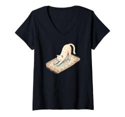 Damen Katze Yoga Pose Aquarell Stil, Love Cats T-Shirt mit V-Ausschnitt von Logiamerch Yoga