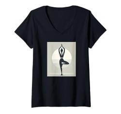 Damen Yoga-Pose, Baumstil, Liebesmeditation T-Shirt mit V-Ausschnitt von Logiamerch Yoga