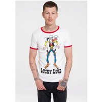 LOGOSHIRT T-Shirt Lucky Luke mit farblich abgesetzten Bündchen von Logoshirt