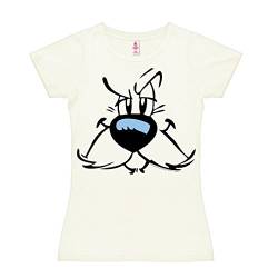 Logoshirt® Asterix & Obelix I Idefix I Gesicht I T-Shirt Print I Damen I kurzärmlig I altweiss I Lizenziertes Originaldesign I Größe S von Logoshirt