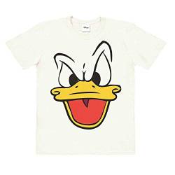 Logoshirt®️ Disney I Donald Duck I Gesicht I Bio T-Shirt Print I Kinder I Mädchen & Jungen I kurzärmlig I Weiss I Lizenziertes Originaldesign I Größe 128 von Logoshirt