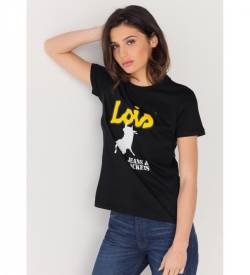 Lois Jeans für Damen. 422042139 T-shirt 133101 schwarz (L), Lässig, Baumwolle, Kurzarm von Lois Jeans