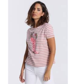 Lois Jeans für Damen. 422312279 Mehrfarbiges T-Shirt mit kurzen Ärmeln (S), Lässig, Baumwolle, Kurzarm von Lois Jeans