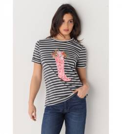 Lois Jeans für Damen. 422312279 T-shirt 133039 grau (S), Lässig, Baumwolle, Kurzarm von Lois Jeans