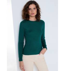 Lois Jeans für Damen. 452792367 Taillierter Pullover grün gerippt (M), Lässig, Viskose, Langarm von Lois Jeans