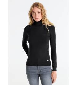 Lois Jeans für Damen. 453102669 Basic-Pullover mit schwarzem Logo (M), Lässig, Baumwolle, Langarm von Lois Jeans