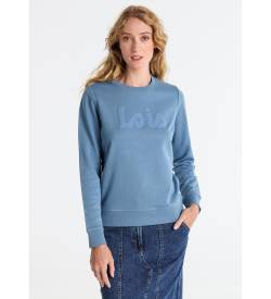 Lois Jeans für Damen. 464472426 Basic Sweatshirt Puffprint Logo blau (M), Lässig, Baumwolle, Langarm von Lois Jeans