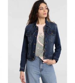 Lois Jeans für Damen. 470282651 Dunkle Jeansjacke aus Denim (XL), Blau, Lässig, Baumwolle, Langarm von Lois Jeans