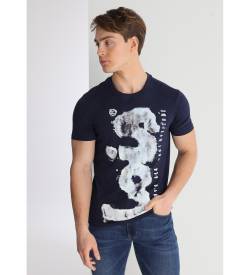 Lois Jeans für Herren. 157653873 Kurzärmeliges T-Shirt mit navyfarbenem Graffitidruck (3XL), Lässig, Baumwolle, Kurzarm, Marine von Lois Jeans