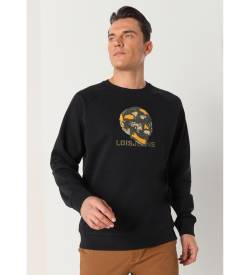 Lois Jeans für Herren. 165653389 Graphica Calavera Chenille Sweatshirt schwarz (3XL), Lässig, Baumwolle, Langarm von Lois Jeans