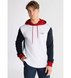 Lois Jeans für Herren. 166013001 Weißes Kapuzensweatshirt mit Farbblock-Design (3XL), Lässig, Baumwolle von Lois Jeans