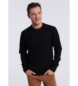 Lois Jeans für Herren. 171483125 Basic Strickpullover mit Stickerei Toro schwarz (L), Lässig, Baumwolle, Langarm von Lois Jeans