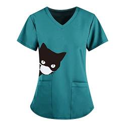 Berufsbekleidung Pflege Damen T-Shirts V Ausschnitt Mit Taschen Arbeitskittel Druck Bluse Einfarbig Günstig Uniformen Kleidung Bunt Weiss Pflegebekleidung Shirts Set von Lomelomme