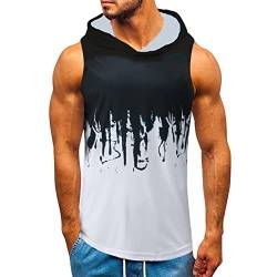 Sommer Outfit Herren Shirt Muscle Mit Kapuze Klamotten Muscle Trägershirt Mit Kapuze Sport T-Shirts Muskelshirts Mit Kapuze Lung Tanktop Funktionsshirt Laufshirt von Lomelomme