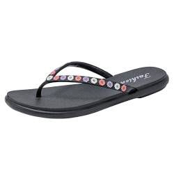 Lomhmn Moderne Freizeit-Sandalen für Damen, leichte Damenschuhe, flache Flip-Flops, flacher Absatz, modische Badeschlappen für den Innenbereich, Strandhausschuhe, Sandalen für Damen, eleganter Absatz, von Lomhmn