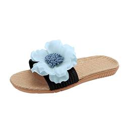 Lomhmn Orthopädische Slip-On-Sandalen, leicht, für den Sommer, coole Leinensohlen, bequeme Hausschuhe, weiche Sohlen, Outdoor, atmungsaktiv, Baumwolle, Leinen, Blumen, Leinen, Leder, Keilabsatz, von Lomhmn