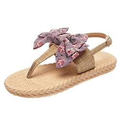 Lomhmn Rutschfeste Freizeitsandalen für Damen, bequem, 2024, Damenschuhe, modisch, flach, Zehentrenner, Blumensandalen, Outdoor-Strandsandalen, Fliege, Sandalen für Damen, violett, 4.5 UK 3X-Narrow von Lomhmn