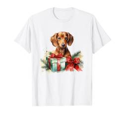 Weihnachten Winter Wiener & Dackel T-Shirt von Long Haired Dapple Dachshund Gifts For Women Men