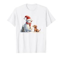 Weihnachten Winter Wiener & Dackel T-Shirt von Long Haired Dapple Dachshund Gifts For Women Men