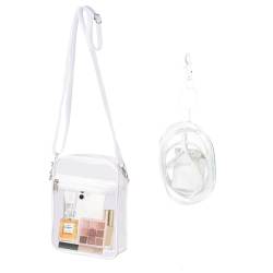 Durchsichtige Tasche Konzert Tasche Durchsichtige Kosmetiktasche Crossbody Schultertasche Transparente Tasche Durchsichtige Festival Tasche Verstellbarer und abnehmbarer Schultergurt Weiß von LongHoneySong