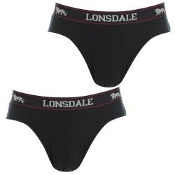 Lonsdale Herren 2 Paar Baumwollmischung Unterwaesche Slips Unterhose Weiss Blau Medium von Lonsdale