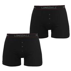 Lonsdale Herren Boxer Shorts Unterhose Unterwaesche 2 Paar Baumwollmischung Schwarz XXXX Large von Lonsdale